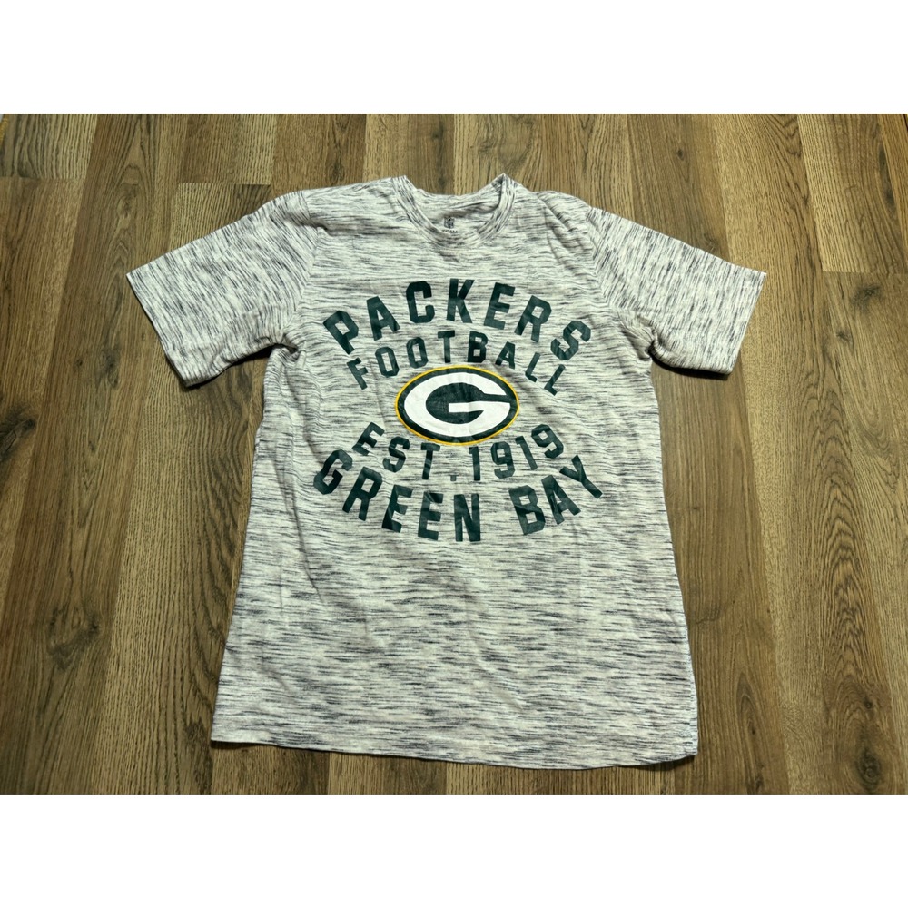 NFL Team Apparel Shirts Youth Size L Gray Space Dye Graphic Green Bay Packers